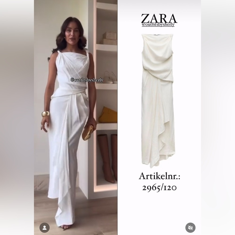 DRAPED LINEN BLEND DRESS ZW COLLECTION NWT